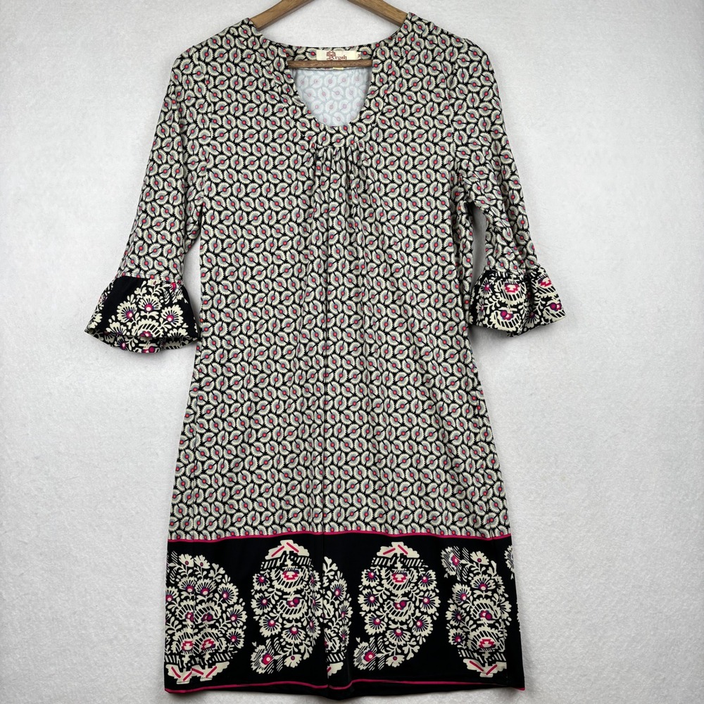 Aryeh Dress Womens M‎ Floral Print Shift Bell Sleeve Boho